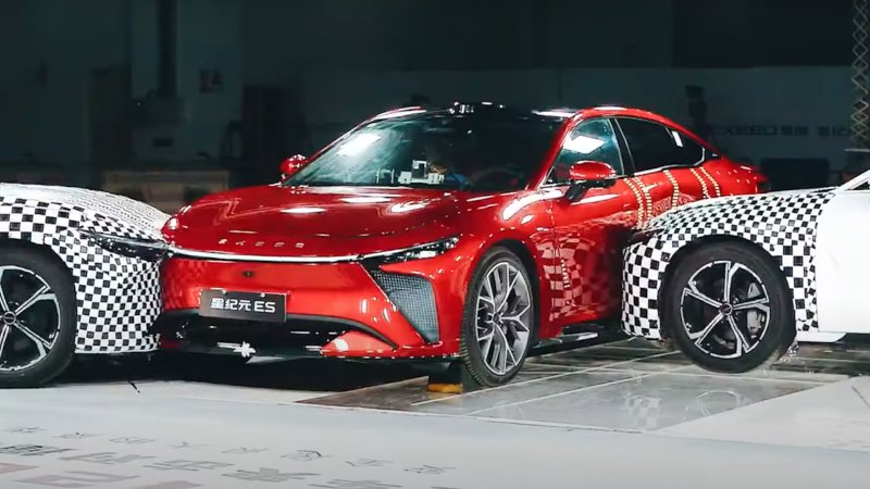Chinese EV Maker Chery Just Did a Three-Car Crash Test Because Why Not
