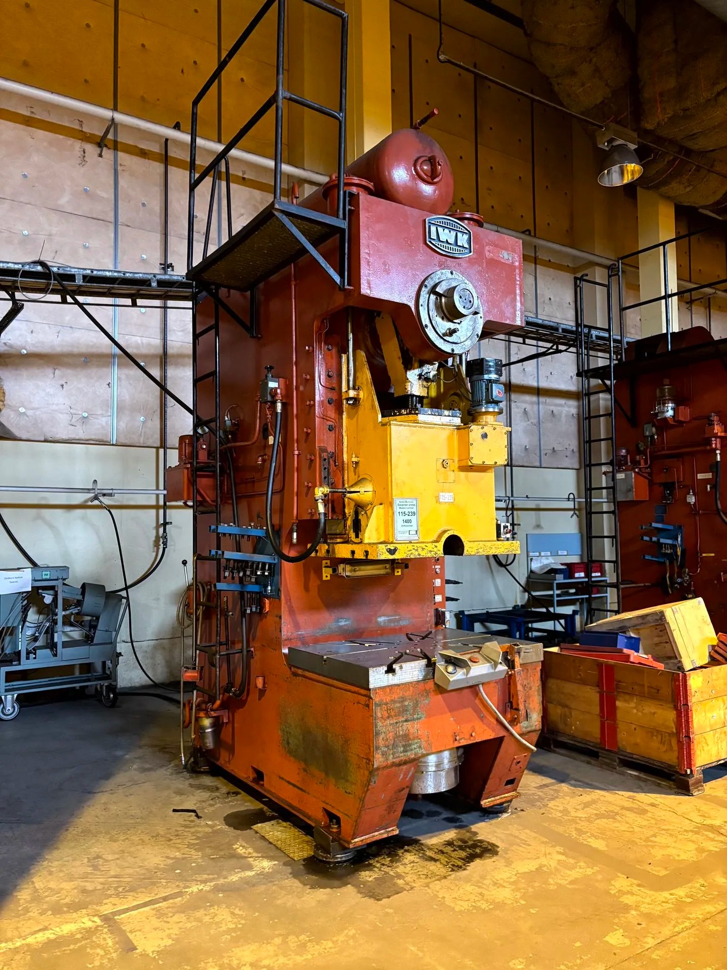 Eccentric press used in automobile manufacturing.