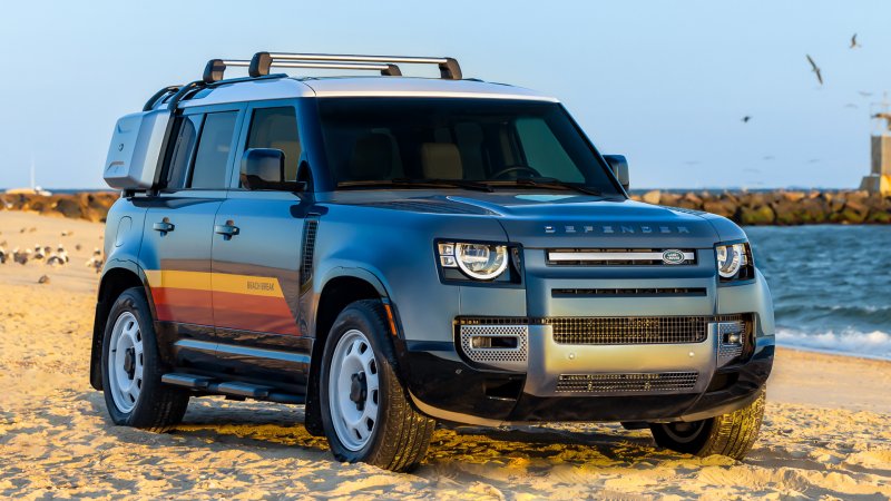 Land Rover on a beach