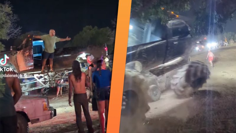 Reckless Man Drives Lifted Ram Into Crowd and Over Jeep at Texas Truck Meet 