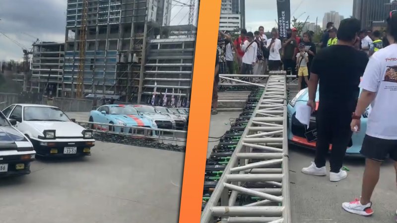 These JDM Sports Cars Almost Got Crushed by a Falling Light Truss at a Car Show