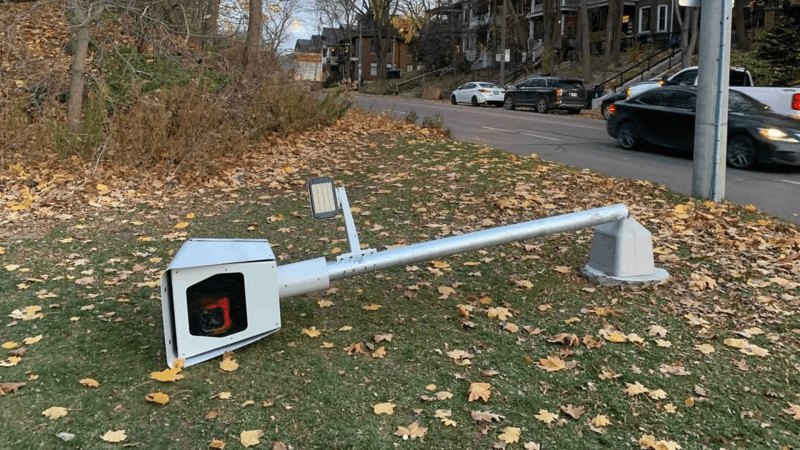 Someone Keeps Sawing Down This Speed Camera in Toronto